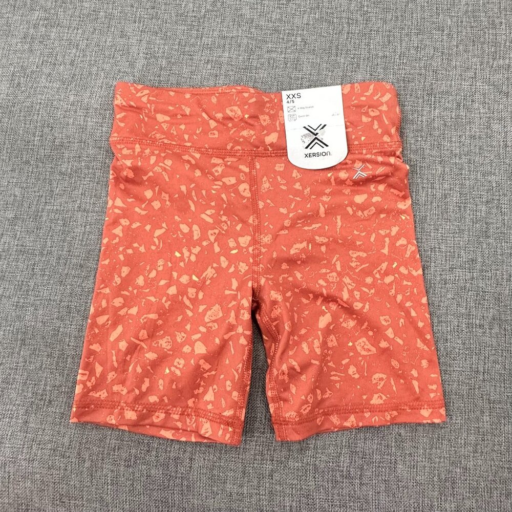 NEW! Xersion Girls Sporty Biker Shorts‎ XXS 4/5 Quick Dri  Ginger Spice Stretchy